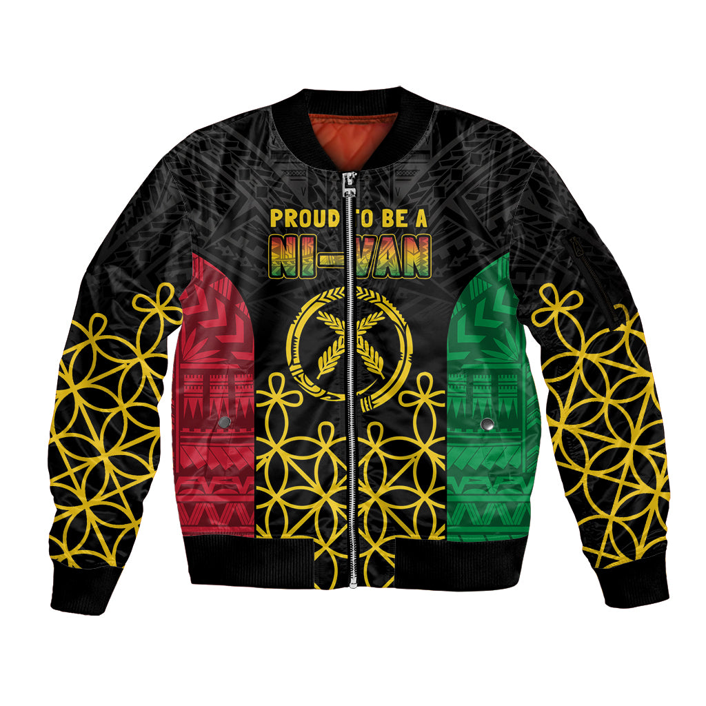 Vanuatu Indipendens Dei Sleeve Zip Bomber Jacket Tribal Sand Drawing LT7 Unisex Colorful - Polynesian Pride