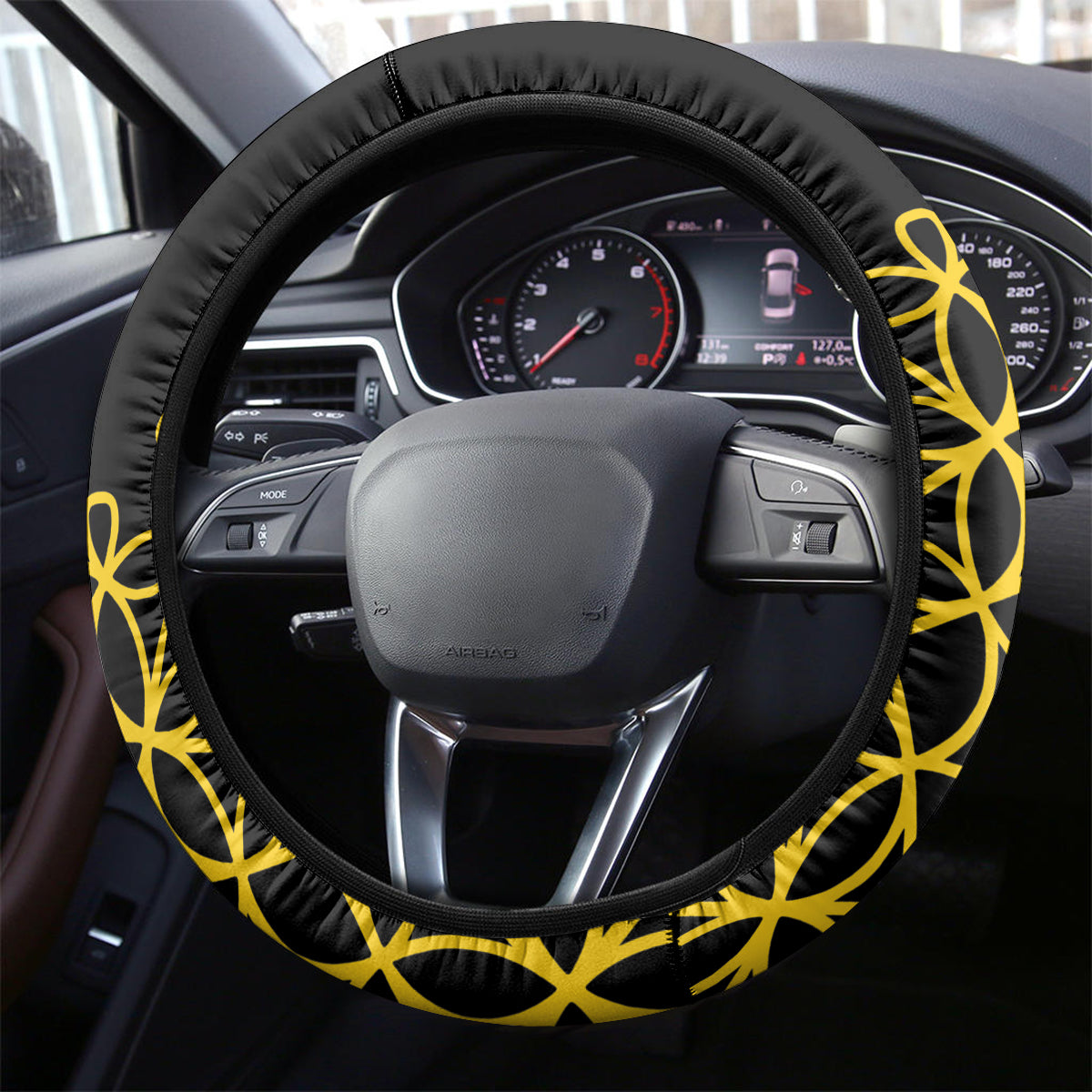 Vanuatu Indipendens Dei Steering Wheel Cover Tribal Sand Drawing LT7 - Polynesian Pride
