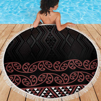 Maori Taniko Patterns Beach Blanket Brown Niho Taniwha Mix Paatiki Motifs LT7 - Polynesian Pride