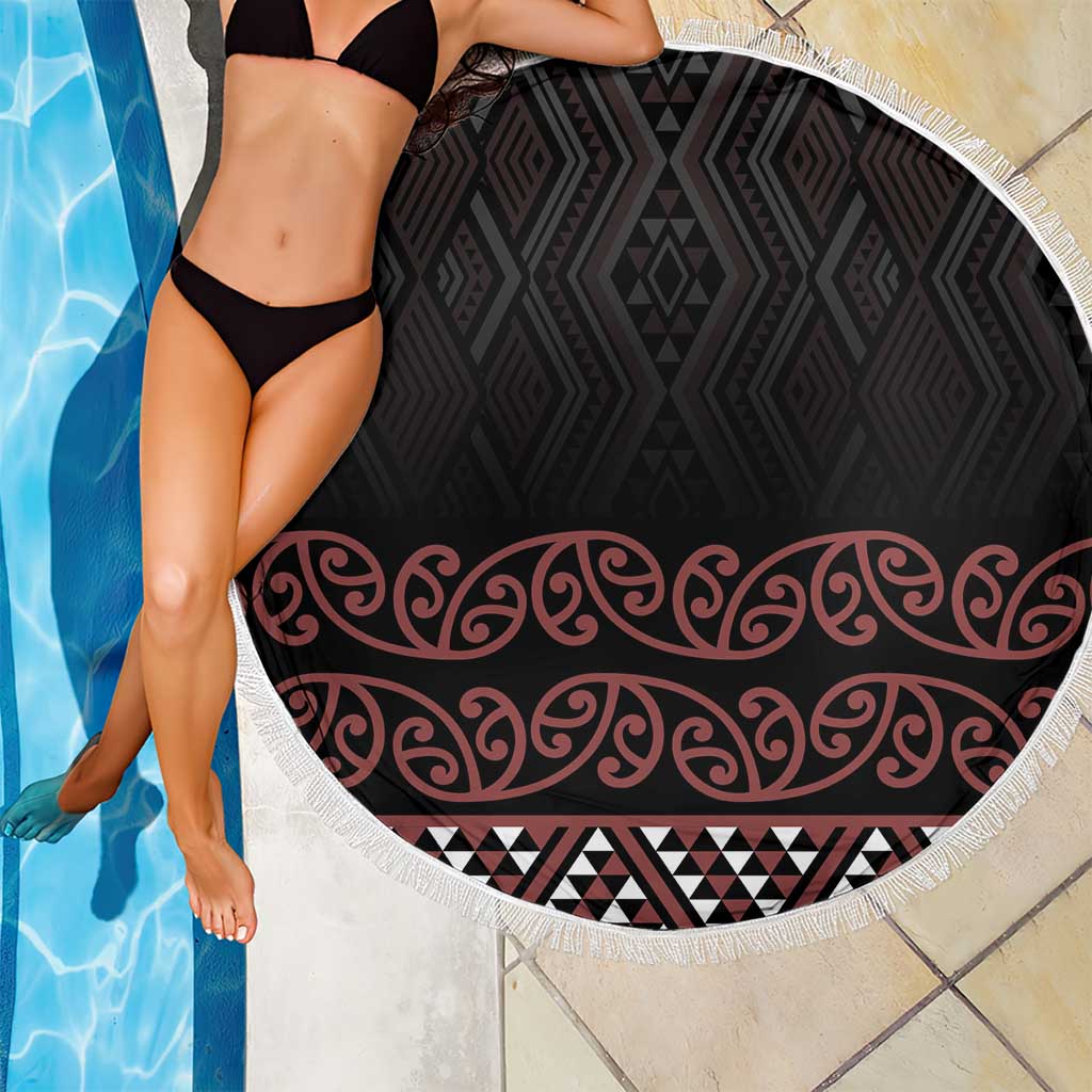 Maori Taniko Patterns Beach Blanket Brown Niho Taniwha Mix Paatiki Motifs LT7 - Polynesian Pride