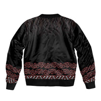 Maori Taniko Patterns Bomber Jacket Brown Niho Taniwha Mix Paatiki Motifs