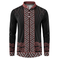 Maori Taniko Patterns Button Sweatshirt Brown Niho Taniwha Mix Paatiki Motifs LT7 Brown - Polynesian Pride