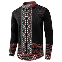 Maori Taniko Patterns Button Sweatshirt Brown Niho Taniwha Mix Paatiki Motifs LT7 - Polynesian Pride