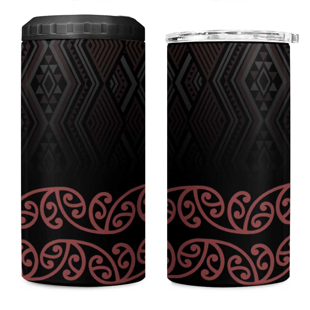 Maori Taniko Patterns 4 in 1 Can Cooler Tumbler Brown Niho Taniwha Mix Paatiki Motifs LT7 One Size: 16 oz Brown - Polynesian Pride