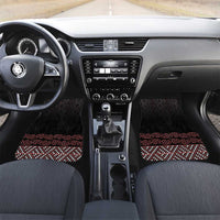 Maori Taniko Patterns Car Mats Brown Niho Taniwha Mix Paatiki Motifs LT7 Set 2pcs - Front Brown - Polynesian Pride