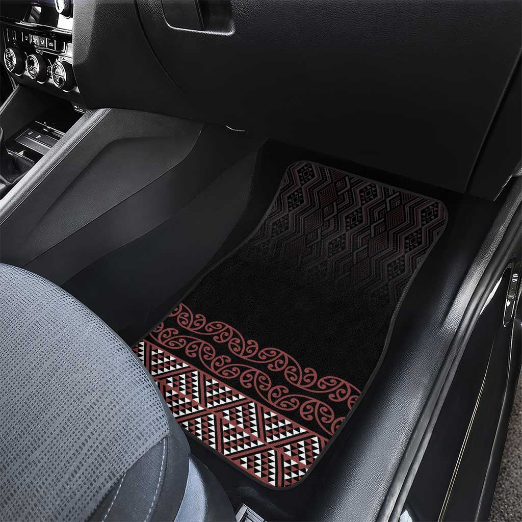 Maori Taniko Patterns Car Mats Brown Niho Taniwha Mix Paatiki Motifs LT7 - Polynesian Pride