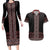 Maori Taniko Patterns Couples Matching Long Sleeve Bodycon Dress and Hawaiian Shirt Brown Niho Taniwha Mix Paatiki Motifs