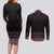 Maori Taniko Patterns Couples Matching Long Sleeve Bodycon Dress and Long Sleeve Button Shirt Brown Niho Taniwha Mix Paatiki Motifs