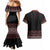 Maori Taniko Patterns Couples Matching Mermaid Dress and Hawaiian Shirt Brown Niho Taniwha Mix Paatiki Motifs