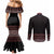 Maori Taniko Patterns Couples Matching Mermaid Dress and Long Sleeve Button Shirt Brown Niho Taniwha Mix Paatiki Motifs