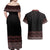 Maori Taniko Patterns Couples Matching Off Shoulder Maxi Dress and Hawaiian Shirt Brown Niho Taniwha Mix Paatiki Motifs