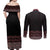 Maori Taniko Patterns Couples Matching Off Shoulder Maxi Dress and Long Sleeve Button Shirt Brown Niho Taniwha Mix Paatiki Motifs