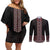Maori Taniko Patterns Couples Matching Off Shoulder Short Dress and Long Sleeve Button Shirt Brown Niho Taniwha Mix Paatiki Motifs
