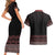 Maori Taniko Patterns Couples Matching Short Sleeve Bodycon Dress and Hawaiian Shirt Brown Niho Taniwha Mix Paatiki Motifs