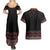 Maori Taniko Patterns Couples Matching Summer Maxi Dress and Hawaiian Shirt Brown Niho Taniwha Mix Paatiki Motifs