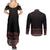 Maori Taniko Patterns Couples Matching Summer Maxi Dress and Long Sleeve Button Shirt Brown Niho Taniwha Mix Paatiki Motifs