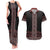 Maori Taniko Patterns Couples Matching Tank Maxi Dress and Hawaiian Shirt Brown Niho Taniwha Mix Paatiki Motifs