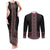 Maori Taniko Patterns Couples Matching Tank Maxi Dress and Long Sleeve Button Shirt Brown Niho Taniwha Mix Paatiki Motifs