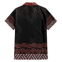 Maori Taniko Patterns Family Matching Off Shoulder Short Dress and Hawaiian Shirt Brown Niho Taniwha Mix Paatiki Motifs