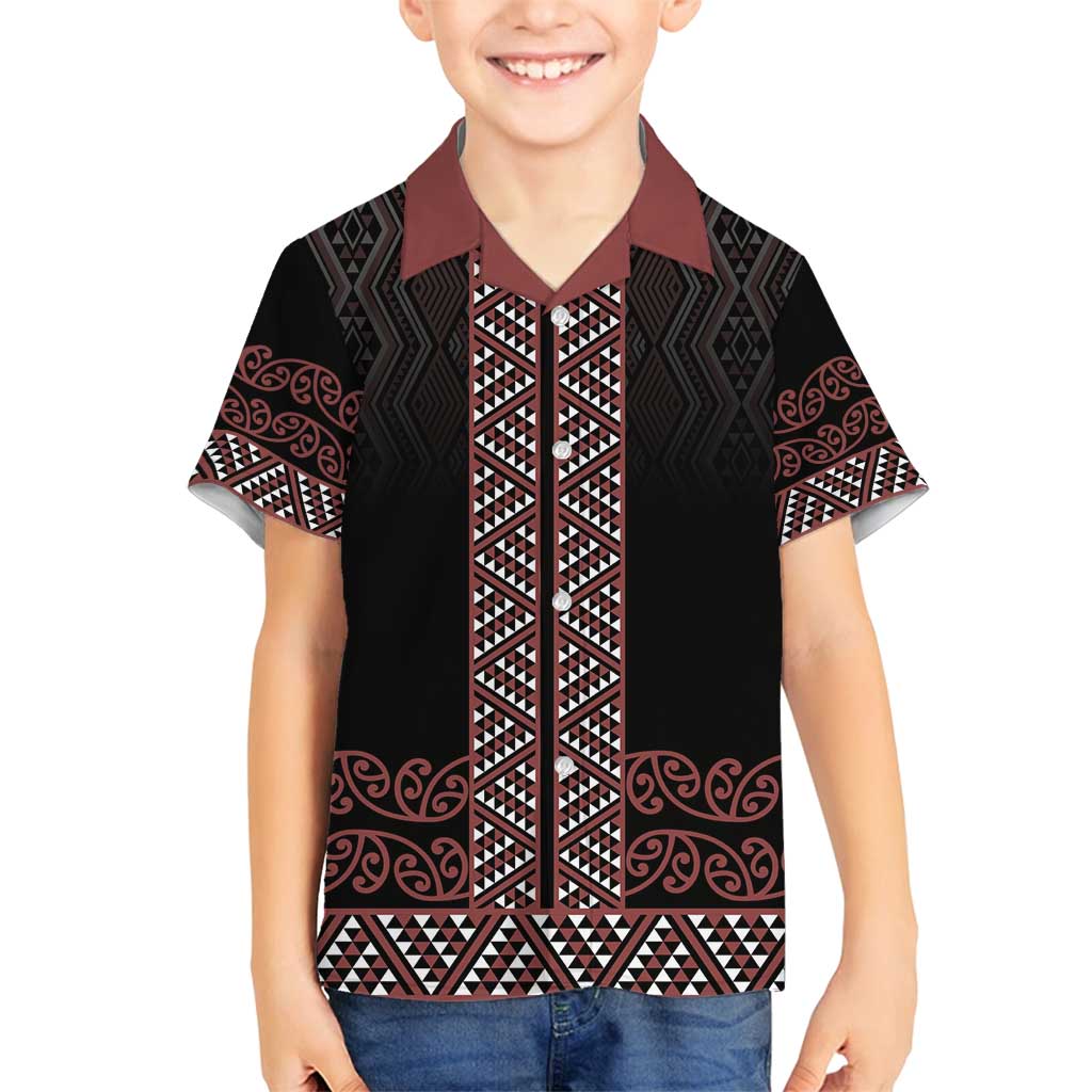 Maori Taniko Patterns Family Matching Summer Maxi Dress and Hawaiian Shirt Brown Niho Taniwha Mix Paatiki Motifs