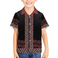 Maori Taniko Patterns Family Matching Summer Maxi Dress and Hawaiian Shirt Brown Niho Taniwha Mix Paatiki Motifs