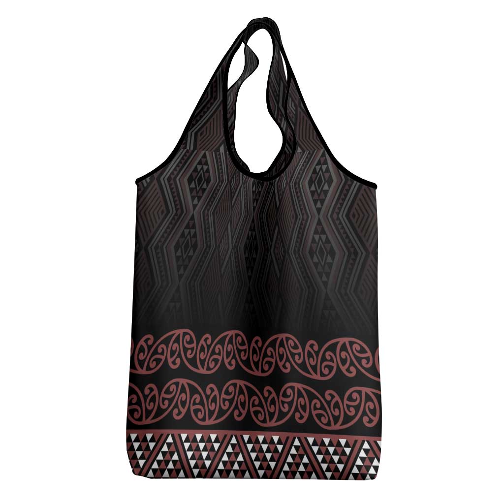 Maori Taniko Patterns Grocery Bag Brown Niho Taniwha Mix Paatiki Motifs LT7 - Polynesian Pride