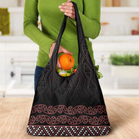 Maori Taniko Patterns Grocery Bag Brown Niho Taniwha Mix Paatiki Motifs LT7 - Polynesian Pride