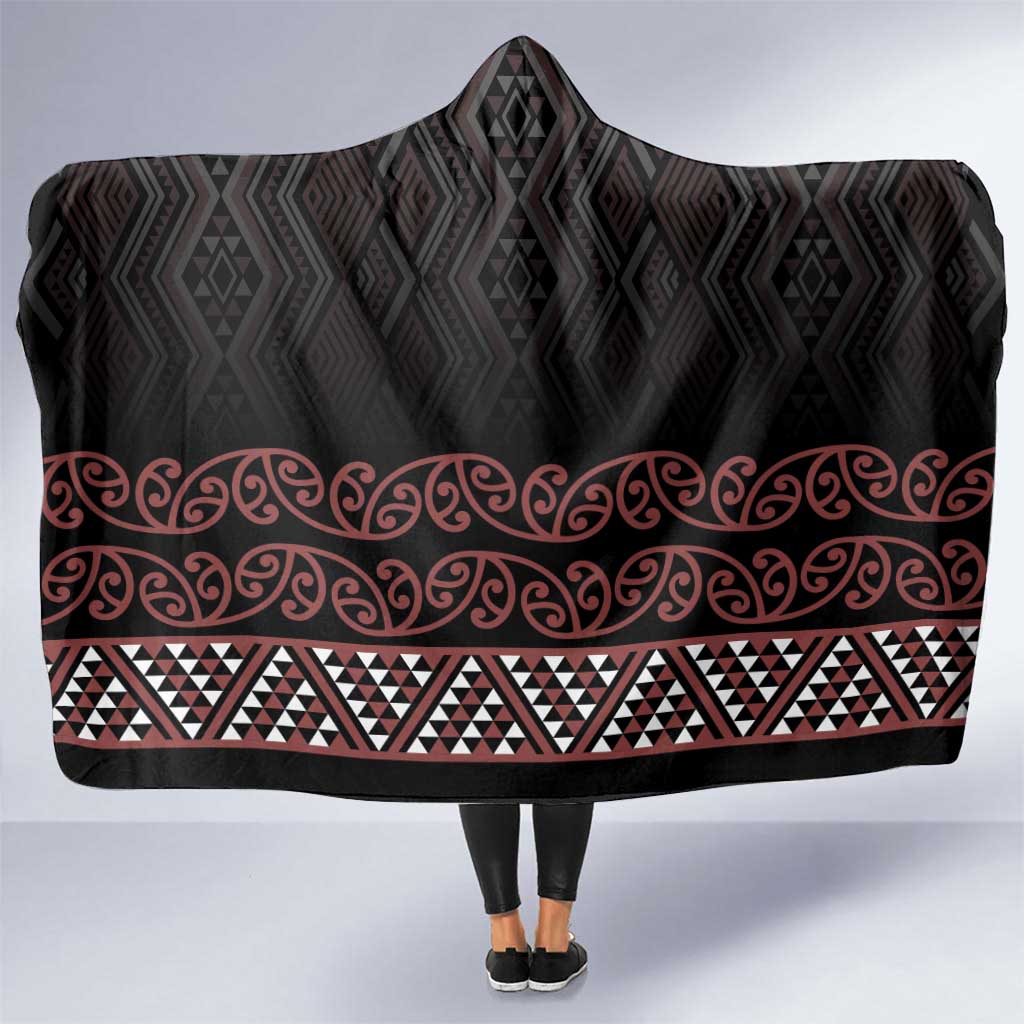Maori Taniko Patterns Hooded Blanket Brown Niho Taniwha Mix Paatiki Motifs LT7 One Size Brown - Polynesian Pride