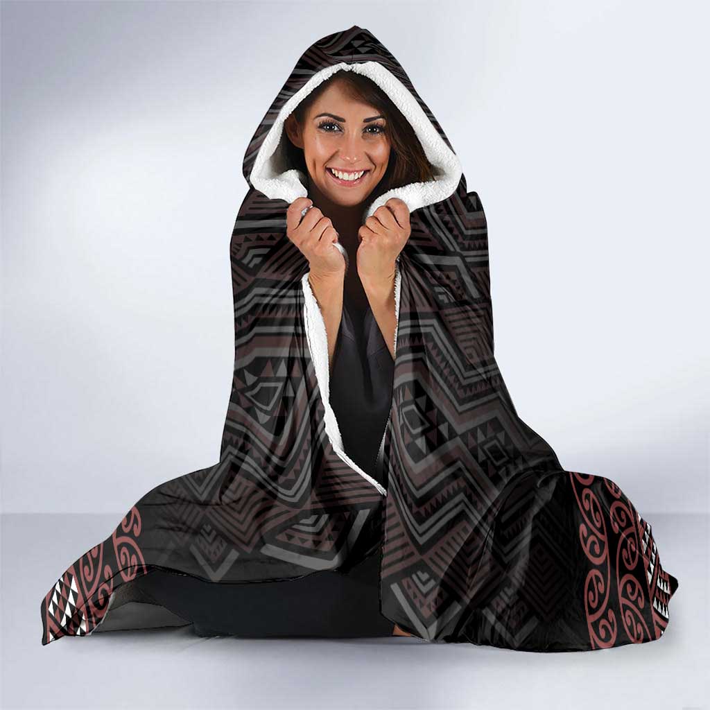Maori Taniko Patterns Hooded Blanket Brown Niho Taniwha Mix Paatiki Motifs LT7 - Polynesian Pride