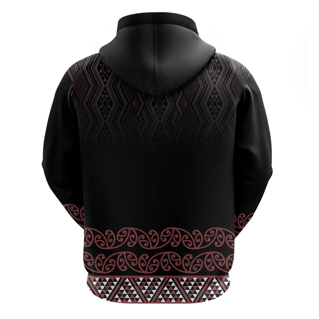 Maori Taniko Patterns Hoodie Brown Niho Taniwha Mix Paatiki Motifs