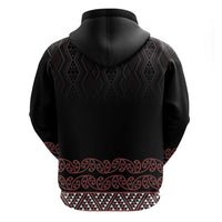 Maori Taniko Patterns Hoodie Brown Niho Taniwha Mix Paatiki Motifs