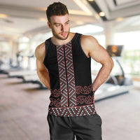 Maori Taniko Patterns Men Tank Top Brown Niho Taniwha Mix Paatiki Motifs LT7 Brown - Polynesian Pride