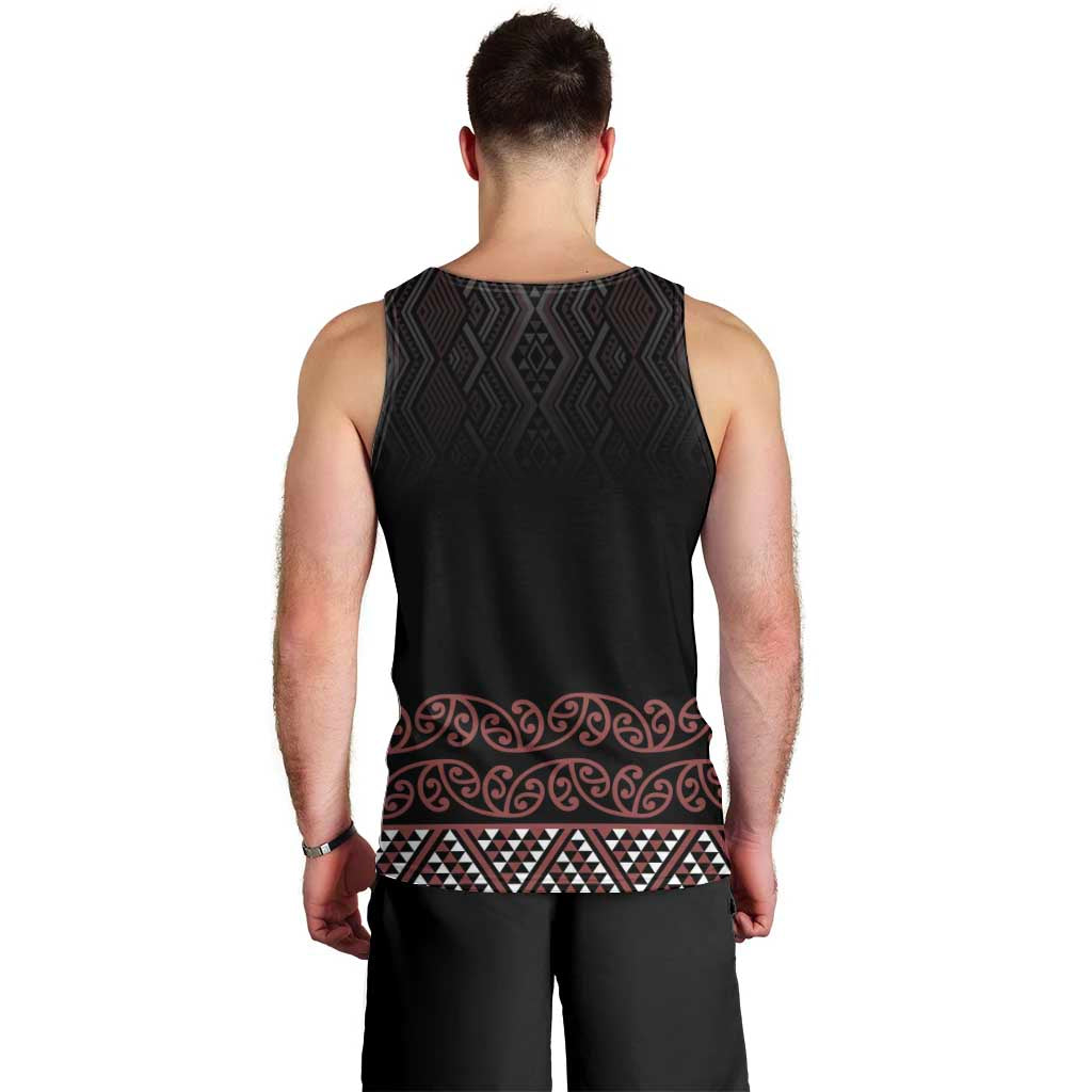 Maori Taniko Patterns Men Tank Top Brown Niho Taniwha Mix Paatiki Motifs LT7 - Polynesian Pride