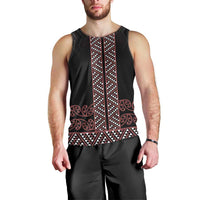Maori Taniko Patterns Men Tank Top Brown Niho Taniwha Mix Paatiki Motifs LT7 - Polynesian Pride