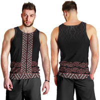 Maori Taniko Patterns Men Tank Top Brown Niho Taniwha Mix Paatiki Motifs LT7 - Polynesian Pride