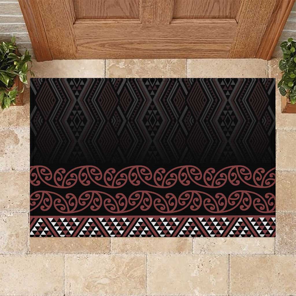 Maori Taniko Patterns Rubber Doormat Brown Niho Taniwha Mix Paatiki Motifs