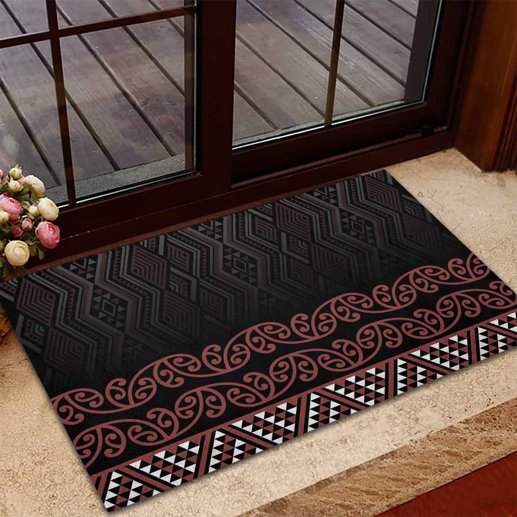 Maori Taniko Patterns Rubber Doormat Brown Niho Taniwha Mix Paatiki Motifs LT7 - Polynesian Pride