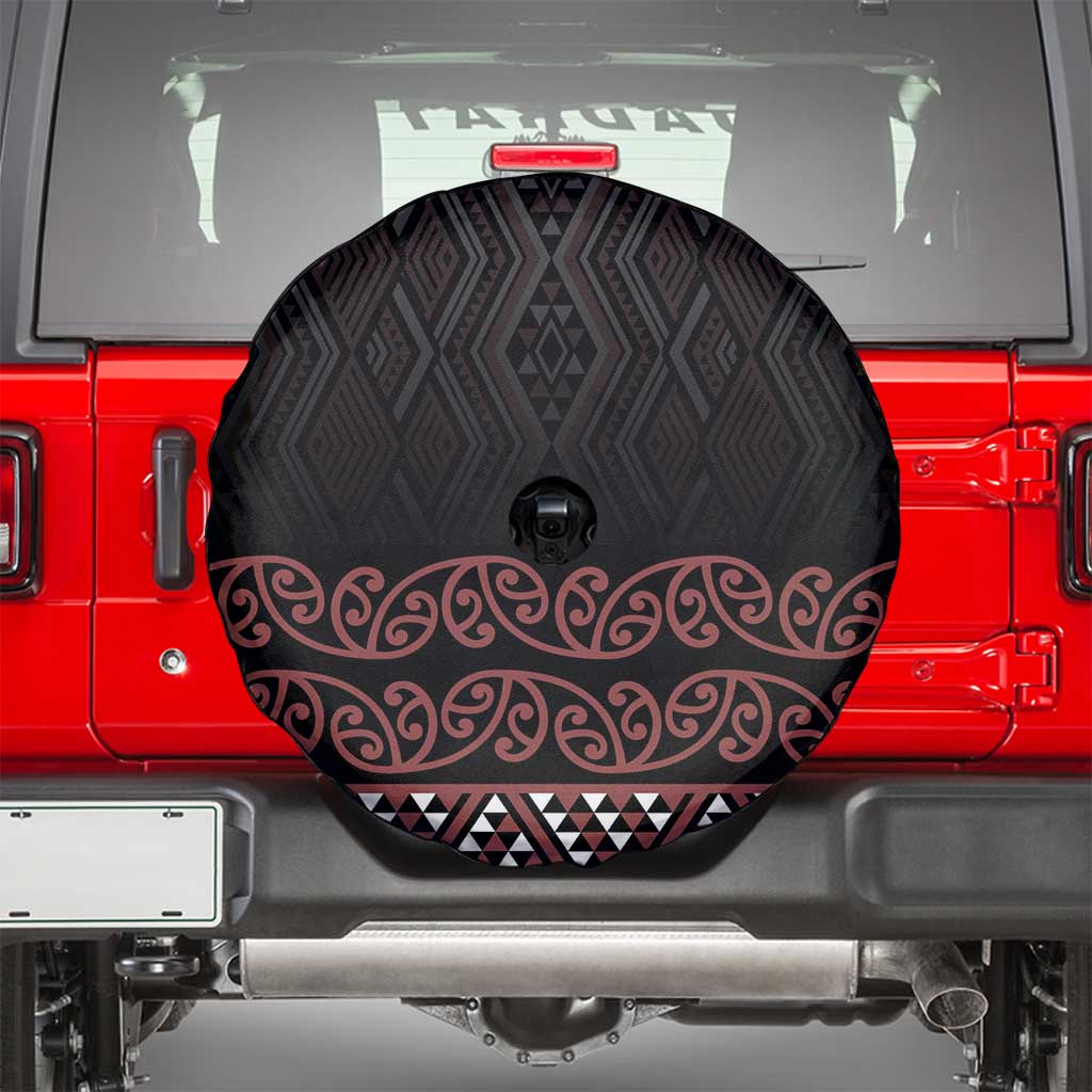 Maori Taniko Patterns Spare Tire Cover Brown Niho Taniwha Mix Paatiki Motifs