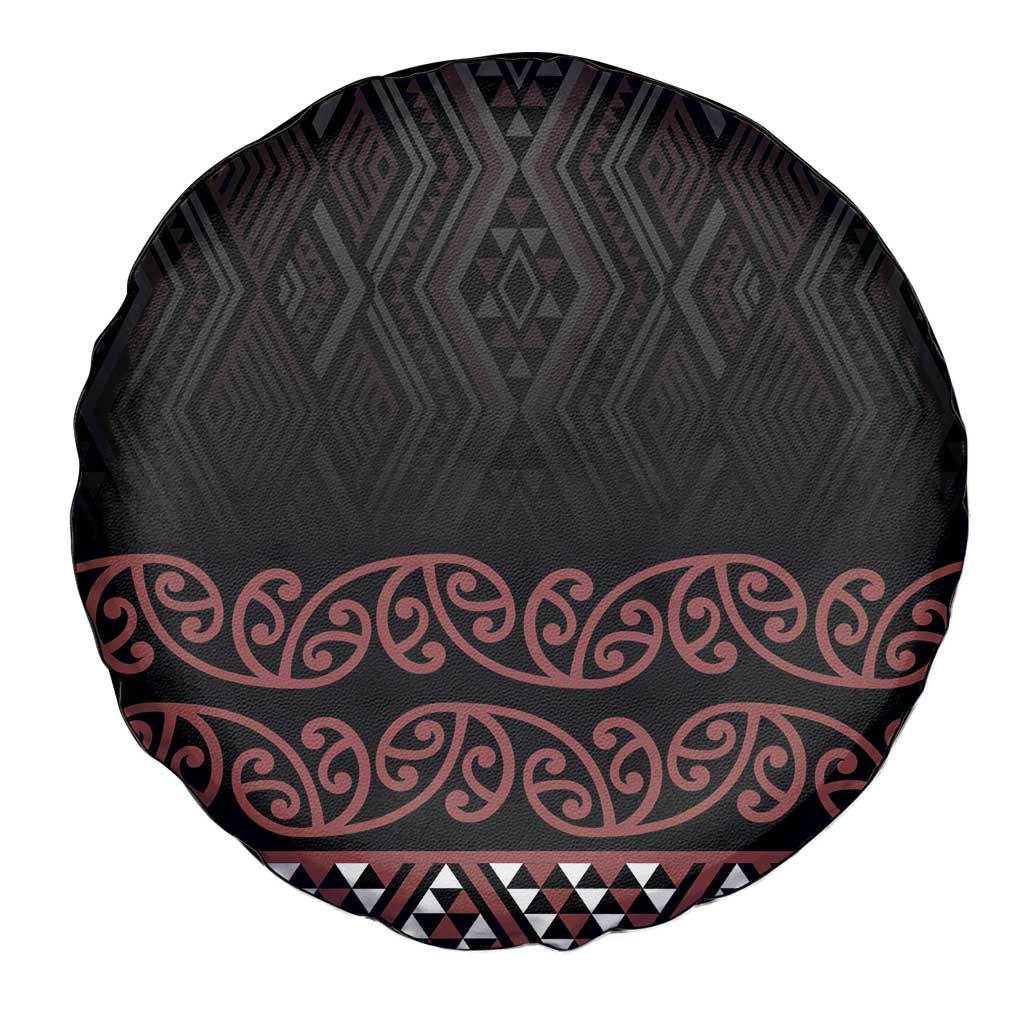 Maori Taniko Patterns Spare Tire Cover Brown Niho Taniwha Mix Paatiki Motifs