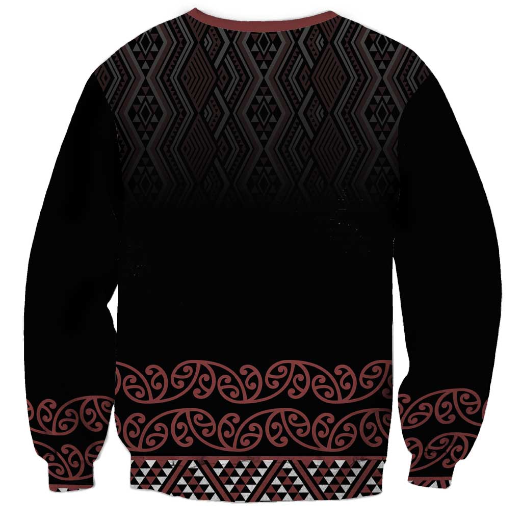 Maori Taniko Patterns Sweatshirt Brown Niho Taniwha Mix Paatiki Motifs LT7 - Polynesian Pride