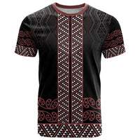 Maori Taniko Patterns T Shirt Brown Niho Taniwha Mix Paatiki Motifs