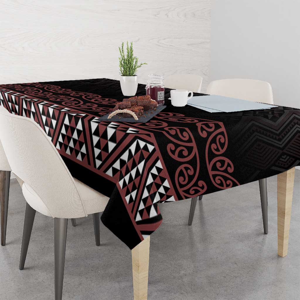Maori Taniko Patterns Tablecloth Brown Niho Taniwha Mix Paatiki Motifs LT7 - Polynesian Pride