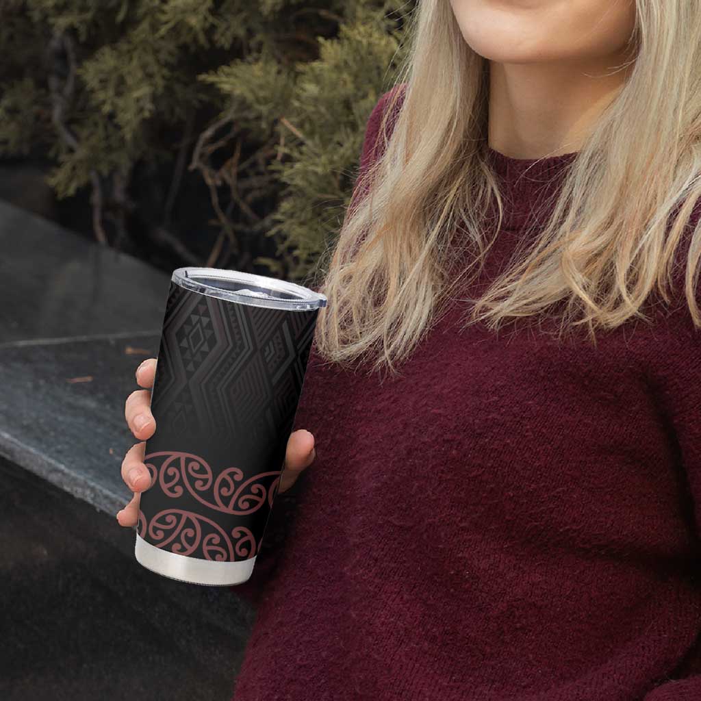 Maori Taniko Patterns Tumbler Cup Brown Niho Taniwha Mix Paatiki Motifs