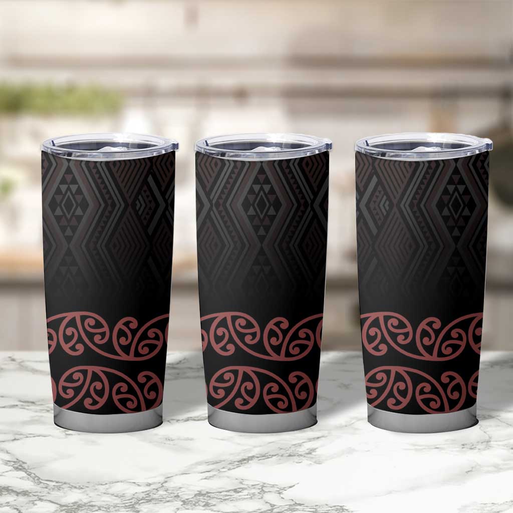 Maori Taniko Patterns Tumbler Cup Brown Niho Taniwha Mix Paatiki Motifs
