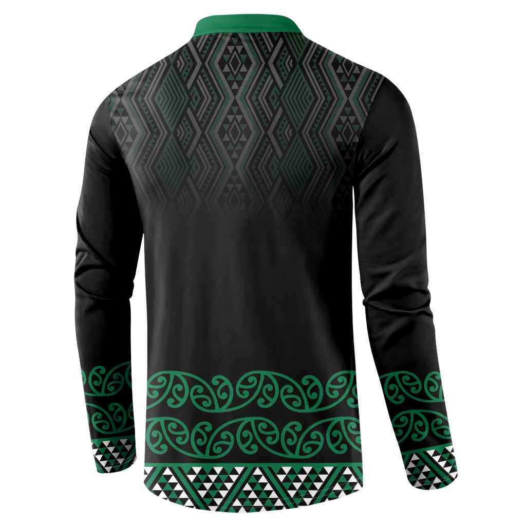 Maori Taniko Patterns Button Sweatshirt Pounamu Niho Taniwha Mix Paatiki Motifs LT7 - Polynesian Pride