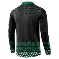 Maori Taniko Patterns Button Sweatshirt Pounamu Niho Taniwha Mix Paatiki Motifs LT7 - Polynesian Pride