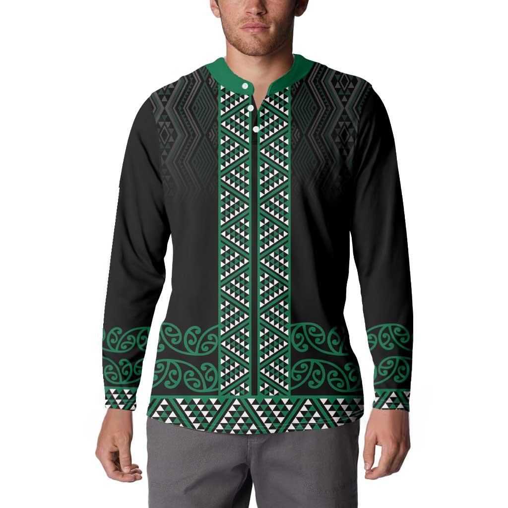 Maori Taniko Patterns Button Sweatshirt Pounamu Niho Taniwha Mix Paatiki Motifs LT7 - Polynesian Pride