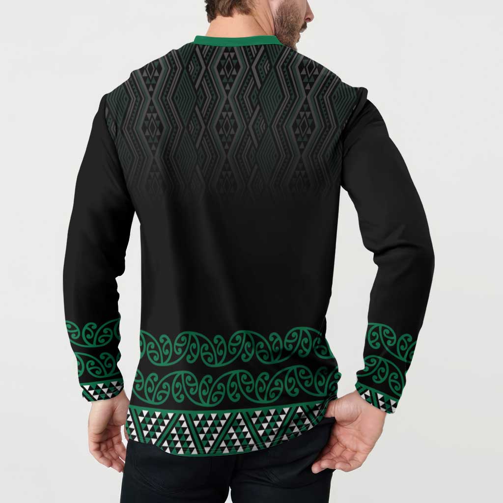 Maori Taniko Patterns Button Sweatshirt Pounamu Niho Taniwha Mix Paatiki Motifs LT7 - Polynesian Pride