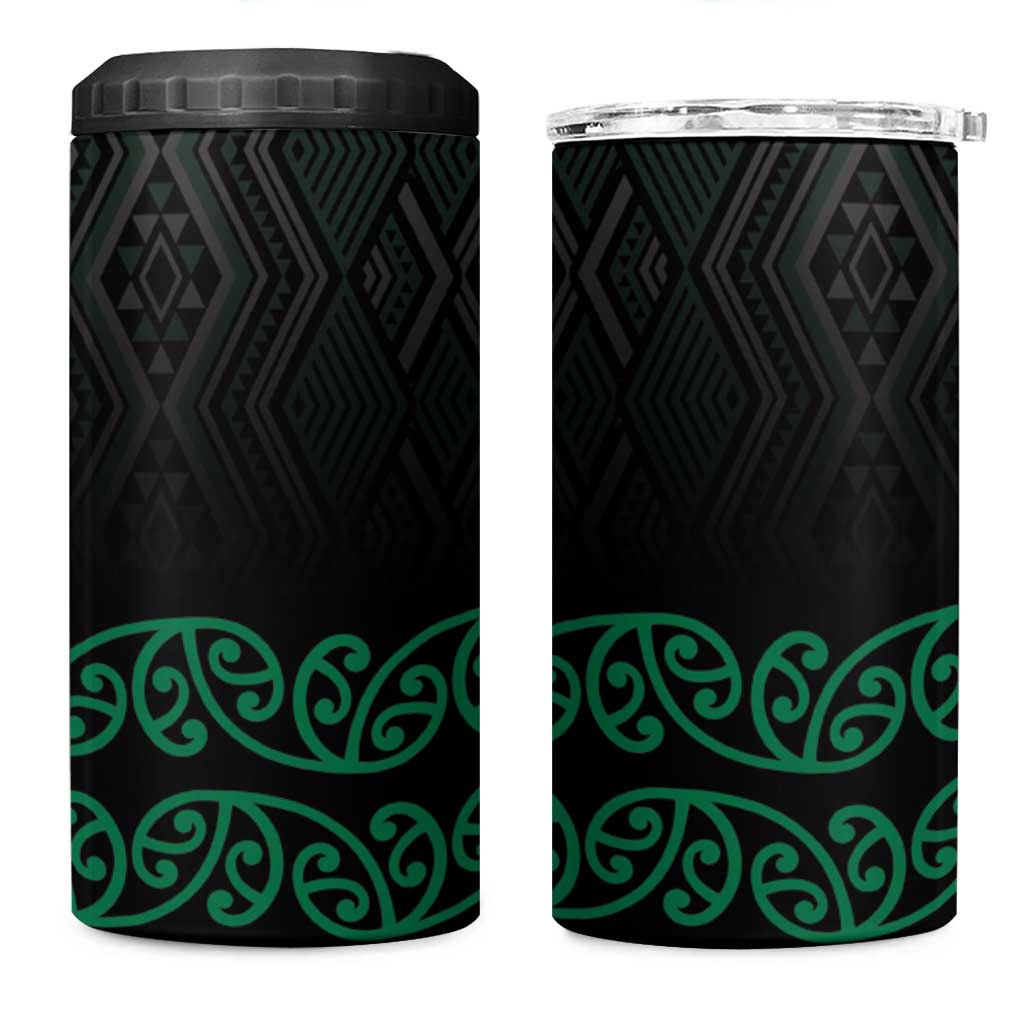 Maori Taniko Patterns 4 in 1 Can Cooler Tumbler Pounamu Niho Taniwha Mix Paatiki Motifs LT7 One Size: 16 oz Green - Polynesian Pride
