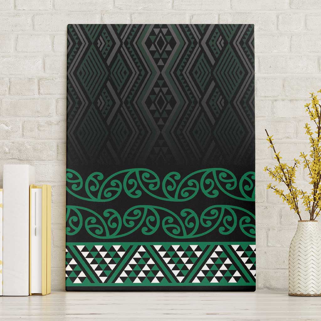 Maori Taniko Patterns Canvas Wall Art Pounamu Niho Taniwha Mix Paatiki Motifs LT7 Without Frame Green - Polynesian Pride